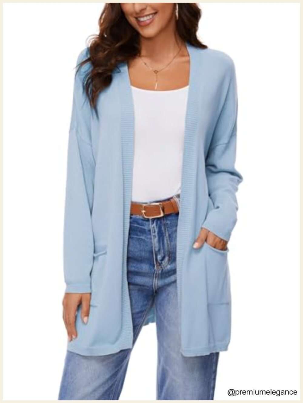 100% Cotton Oversized Open Front Cardigan with Pockets Casual Knit Sweater